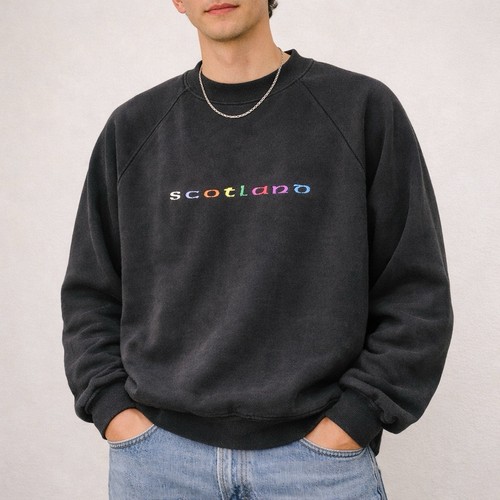Vtg scotland embroidered crew - embroidered,
